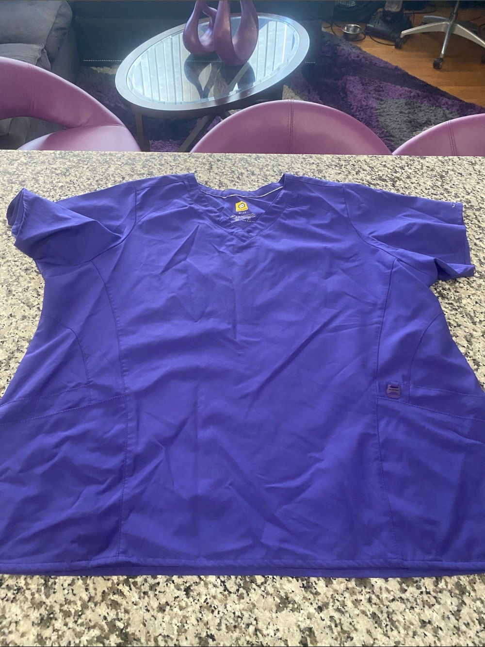 WonderWink Purple Short-Sleeve V-Neck Scrub Top